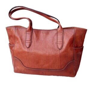 Frye North South Zip Top Shoulder Tote Bag In Cognac Leather